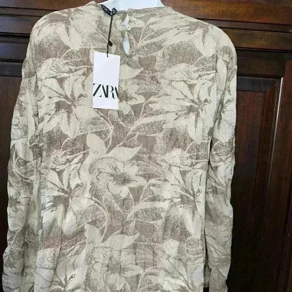 NWT! Zara Beige Floral Dress Size Small - Picture 7 of 16